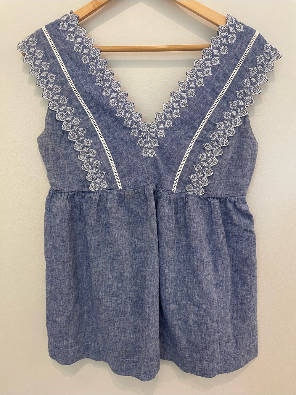 Isabel Maternity by Ingrid & Isabel Blue Chambray Lace-Trim Top